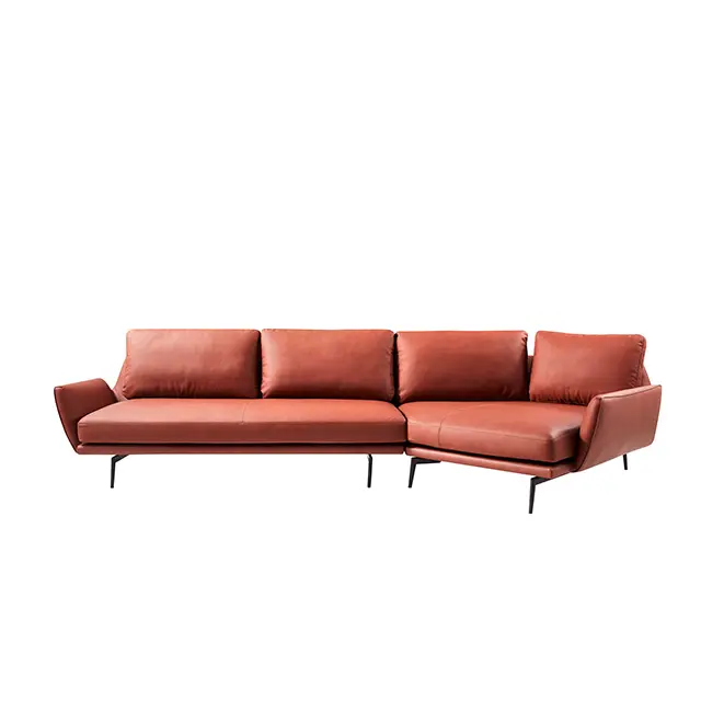 Modern Red color Leather sectional sofa living room furniture living room sofa furntirue