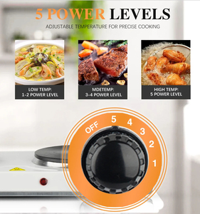 Plaque chauffante portable en fonte pour comptoir avec boîtier en acier inoxydable 1200W, brûleur à température contrôlée pour la cuisson - Product Image 3