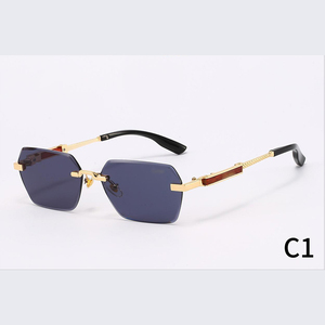 Lunettes de soleil classiques <span class=keywords><strong>Crti</strong></span> Gold, lunettes de marque, lunettes de soleil de luxe, lunettes de soleil de créateur, lunettes en métal sans monture, lunettes anti-UV - Product Image 5
