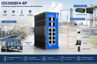 Switch PoE Industri Din-Rail 8 Port 10/100/1000M Terkelola Lapisan 3 dengan 4 Port Uplink SFP 1000M, Input 44-57VDC