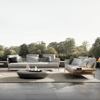Meubles de jardin de luxe modernes, ensemble de canapés en rotin pour patio, ensemble de canapés d'extérieur en aluminium, ensemble de meubles de salon de jardin