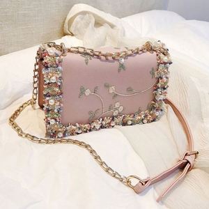 I-0390 Bolso de Mano de Moda para Niñas, Verano, Otoño, Invierno, Elegante, con Bordado de Caramelo, PU, Correa Única, Mini Bolso Bandolera con Cadena y Cierre - Product Image 3