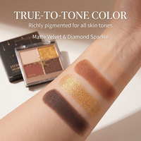 Palette de fards à paupières en poudre métallisés neutres aux tons terreux, haute pigmentation, imperméable, 4 teintes, étiquette privée personnalisée, cosmétiques en gros