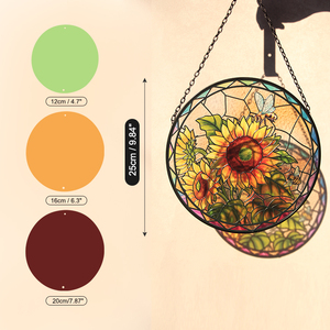 Atrapasueños de Vidrio con Arte Floral, Decoración Colgante para Ventana con Girasoles, Regalo para Floristas, Decoración de Jardín Natural - Product Image 2