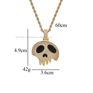 Devil hip hop pendant, <b>copper</b> inlaid zircon necklace, personality wacky Christmas gift, pendant <b>chain</b>. - Product Image 3