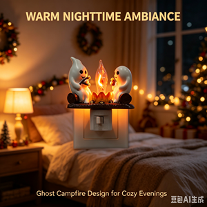 Luz Nocturna LED con Efecto de Fuego Parpadeante, Mini Lámpara de Resina Enchufable, Decoración Moderna para Dormitorio, Decoración Navideña, Decoración para Habitación de Halloween, Venta al Por Mayor - Product Image 5
