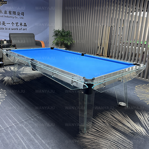 Table de billard de <span class=keywords><strong>luxe</strong></span> à prix de gros usine, design transparent, pieds en bois, table de billard moderne en verre cristal clair, 8ft 9ft - Product Image 4