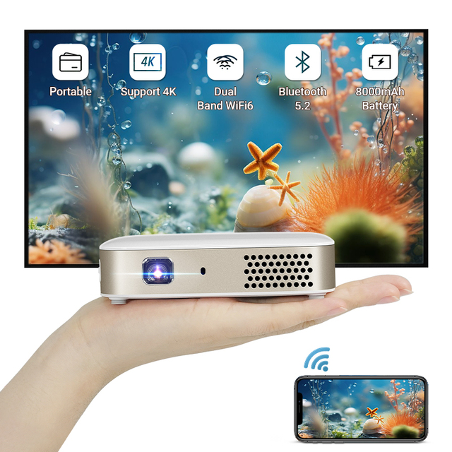 Hotack D061 DLP Portable Mini Projecteur HD Home Theater Video Proyector Smart Android Outdoor Projector