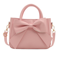 Bolso de Hombro Cruzado con Dos Correas, Estilo Coreano, Color Sólido, con Lazo y Cierre, para Primavera/Verano