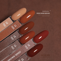 Petit gel mat nude Morandi tendance, couleur moka brun chaud, 24 couleurs, haut de gamme, imperméable, longue tenue, végétalien, non toxique, à pointe dorée