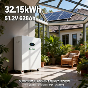 Batterie au lithium 51,2 V 48 V 628 Ah 32 kWh pour système d'énergie solaire, sur pied avec roues - Product Image 6