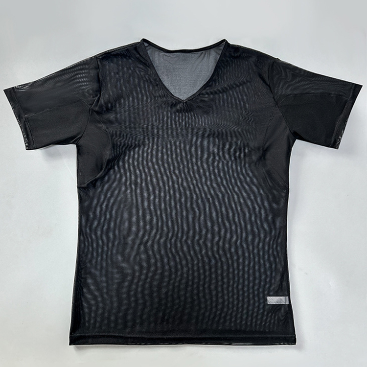 Black Mesh Sweatproof Undershirt V Neck Shirt