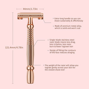Dài Xử Lý 4.78in Nhật Bản Lưỡi Dao Cạo Đôi Cạnh Mài Vàng Phụ Nữ Twist Bướm Mở An Toàn Dao Cạo Cạo Kit - Product Image 3