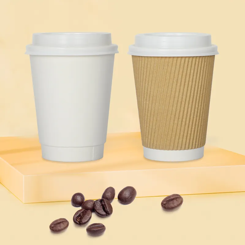 Nouveau produit personnalisé, tasses à café jetables blanches et noires de 8oz, 10oz, 12oz, gobelet en papier à double paroi avec couvercle