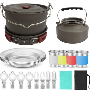Eco-vriendelijke Wilderness Survival Metal Camping Pot Kookgereiset voor Buitenkeuken Uitrusting Kookpottenset - Product Image 2