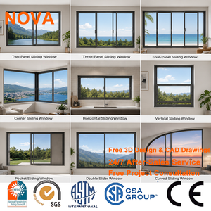 Finestre Scorrevoli in Alluminio a Doppio Vetro NOVA, Certificate NFRC, con Taglio Termico <span class=keywords><strong>per</strong></span> Progetti Residenziali e Ville - Product Image 2