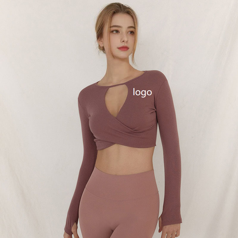 OEM Women's Crew-neck Four-Way Stretch Mesh Spandex/Nylon Skinny Fit Nine Quarter Sleeve Fitness Sports Yoga Top Bra