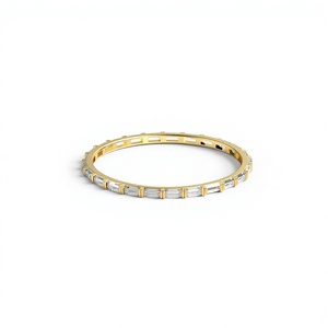 Luxury 18K 14K Gold Plated Baguette Cut Lab Grown Diamond <b>Ring</b> <b>Full</b> Eternity Band East West Classic Wedding <b>Ring</b> Stacking <b>Ring</b> - Product Image 1