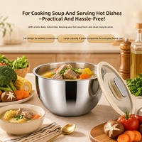 Bol à salade multi-tailles durable et personnalisé pour la cuisine, en acier inoxydable 201 avec couvercle en verre