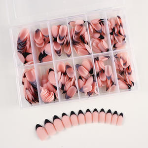 Pressione as unhas Cola curta nas unhas para a festa de Halloween Fit & Natural reutilizável francês Dica Pressione as unhas Amêndoa - Product Image 6