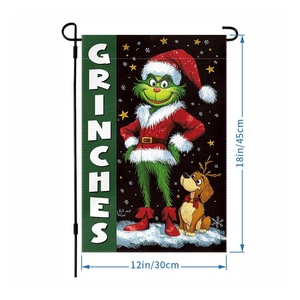 Bandera de jardín de Navidad Grinch de doble cara-<span class=keywords><strong>Merry</strong></span> <span class=keywords><strong>Grinchmas</strong></span> Yard Decor para Holiday Home/Party Decoración al aire libre - Product Image 4