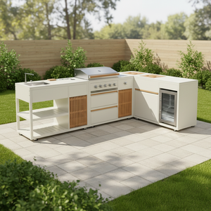 VIVACE LIFESTYLE Nouveau modèle de barbecue à gaz moderne pour extérieur, en acier inoxydable thermolaqué, 5 brûleurs, sécurité des flammes sur table - Product Image 1