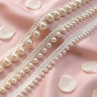 Ruban perlé fait main avec perles en plastique à une face, accessoire de mode DIY pour vêtements, rideaux, robes de mariée