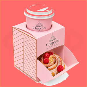Koffiekoekjes-sandwich combo doos met deksel, wegwerpbaar cafe meeneemverpakking, grab-and-go maaltijd schaal, ontbijtset, bekerhouder - Product Image 2