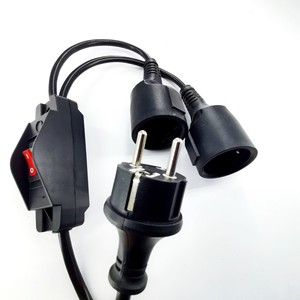 ปลั๊กยูโรพาวเวอร์พร้อมเต้ารับ 2 ช่อง IP44 กันน้ำ 230V มาตรฐานการต่อสายดิน วัสดุพลาสติก - Product Image 1