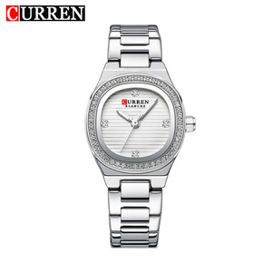 Montre CURREN 9101 à Quartz pour Femme, Cadran Carré en Acier Inoxydable, Style Dessin Animé, Business, Sport, Mode, Décontractée, Aiguilles Lumineuses, Simple et Élégante - Product Image 1