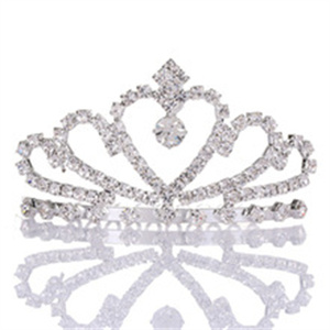 LUOYAN Mode Enfant Coeur Strass Couvre-chef <span class=keywords><strong>Cheveux</strong></span> <span class=keywords><strong>Courts</strong></span> Longs Complément Couronnes Argent avec Peigne - Product Image 1