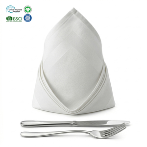 Wholesale Premium White 20x20 Inch Cotton Satin Band Napkin Commercial Washable Hemmed <b>Edge</b> For Trade Show Exhibition Banquet - Product Image 1