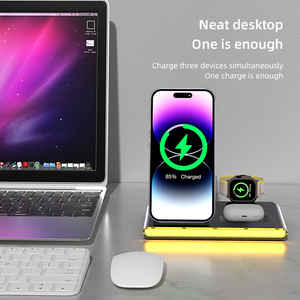 15W carga rápida nuevo diseño 3 en 1 cargador inalámbrico plegable banco de energía estación lámpara luz nocturna para iPhone 15 Pro <span class=keywords><strong>Max</strong></span> magnético - Product Image 6