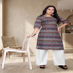 ขายลดราคาที่ดีที่สุดเทศกาลข้อเสนอที่ดีที่สุด crape kurti พิมพ์ล่าสุด - Product Image 2
