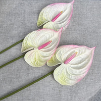 Fleurs artificielles en PU de haute qualité, imprimées en 3D, réalistes, Anthurium Pilea, blanches, mini, pour la décoration de la maison, mariage, photographie en extérieur