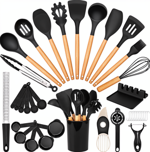 Set di 34 Utensili da <span class=keywords><strong>Cucina</strong></span> <span class=keywords><strong>in</strong></span> <span class=keywords><strong>Silicone</strong></span> Resistente al Calore con Scatola Portaoggetti, Spatole e Cucchiai <span class=keywords><strong>per</strong></span> Uso Domestico - Product Image 1