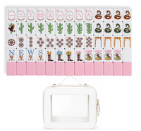 Tuiles de Mahjong américaines en acrylique rose, ensemble de jeu de divertissement