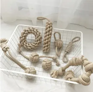 Großhandel 9pcs Pet Cotton Rope Kau spielzeug Eco Hanf Seil Hundes pielzeug Interaktives langlebiges Haustier zubehör