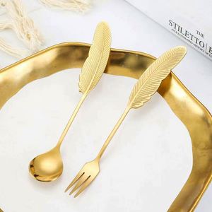 CREATIVE Luxury Stainless Steel Feather-Shaped Dessert <b>Spoon</b> Durable Tea/<b>Coffee</b> Stirring <b>Spoon</b> for Parties - Product Image 2