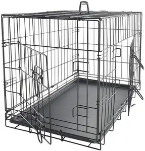 Jaula de Metal plegable de doble puerta para perros, jaula grande y resistente para mascotas