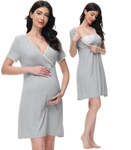 Robes de maternité en bambou pour femmes, robe d'allaitement à bas prix, vêtements de nuit pour allaitement, stock en liquidation, pyjamas de grossesse, prêts à être expédiés - Product Image 1