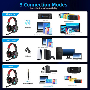 <span class=keywords><strong>Casque</strong></span> de jeu <span class=keywords><strong>sans</strong></span> <span class=keywords><strong>fil</strong></span> 2,4 GHz RVB, filaire 3,5 mm, Bluetooth 3-en-1 pour <span class=keywords><strong>PS5</strong></span>, PS4, PC, Mac, Téléphone - Vente en gros usine - Product Image 6