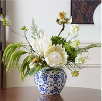 Arrangement floral artificiel minimaliste moderne en protea, ensemble complet avec vase en céramique, centre de table pour la décoration du salon