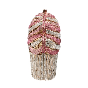 Bolso de noche de cristal de lujo para mujer, bolso de mano Minaudiere inspirado en helado bonito con diamantes de imitación para bodas, cócteles, moda - Product Image 4
