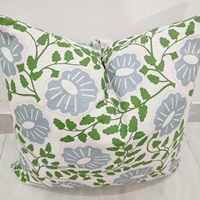 Housse de coussin de canapé en coton pur à imprimé floral vigne verte, motif botanique bleu, pour décoration intérieure de salon de style cottage