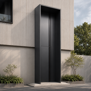 Puerta de Seguridad Moderna de Aluminio para Exteriores, Panel de Puerta de Entrada con Clasificación de Resistencia al Fuego de 3 Horas, Superficie Acabada, Puerta Principal para Edificio Comercial - Product Image 1