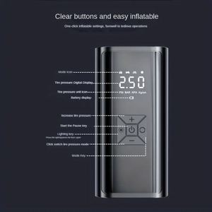 Compresseur d'air numérique sans fil rechargeable 12V pour pneus de voiture, vélos et ballons – Pompe à air portable - Product Image 3