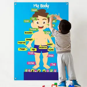 חדש עיצוב מונטסורי מוקדם חינוכי צעצוע חושי הרגיש סיפור לוח למידה גוף חלקי זיהוי לוח לילדים