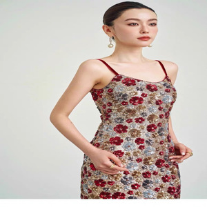 Chất Lượng Cao Của Phụ Nữ Sân Khấu Trang Phục Ăn Mặc Gown Vest Ban Đầu Nhỏ Hoa Lớp Sequin Thêu Dệt Đính Cườm Lưới Đồng Bằng - Product Image 2