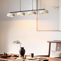 Suspension vintage style Wabi-Sabi en travertin jaune naturel, rétro, pour maison d'hôtes, comptoir de bar, îlot de cuisine, salle à manger, avec éléments en pierre au centre